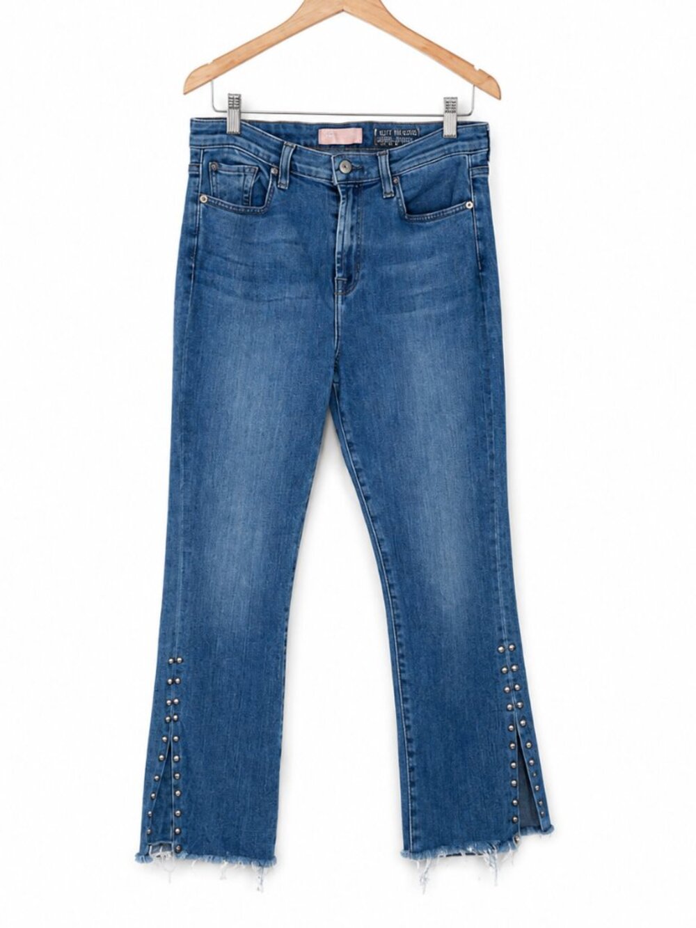 7 For All Mankind Luxe Vintage High Waist Slim Kick Studded Jeans Size 30